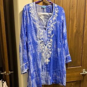 Blue Island Ocean Blue Coverup with White Detailing